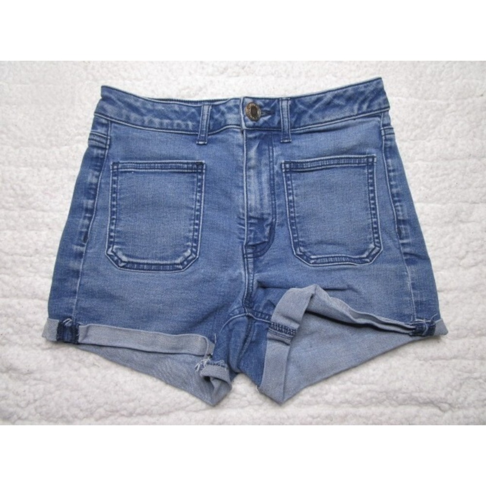American Eagle Super Hi Rise Shortie Size 4 Womens Jean Shorts Super Stretch